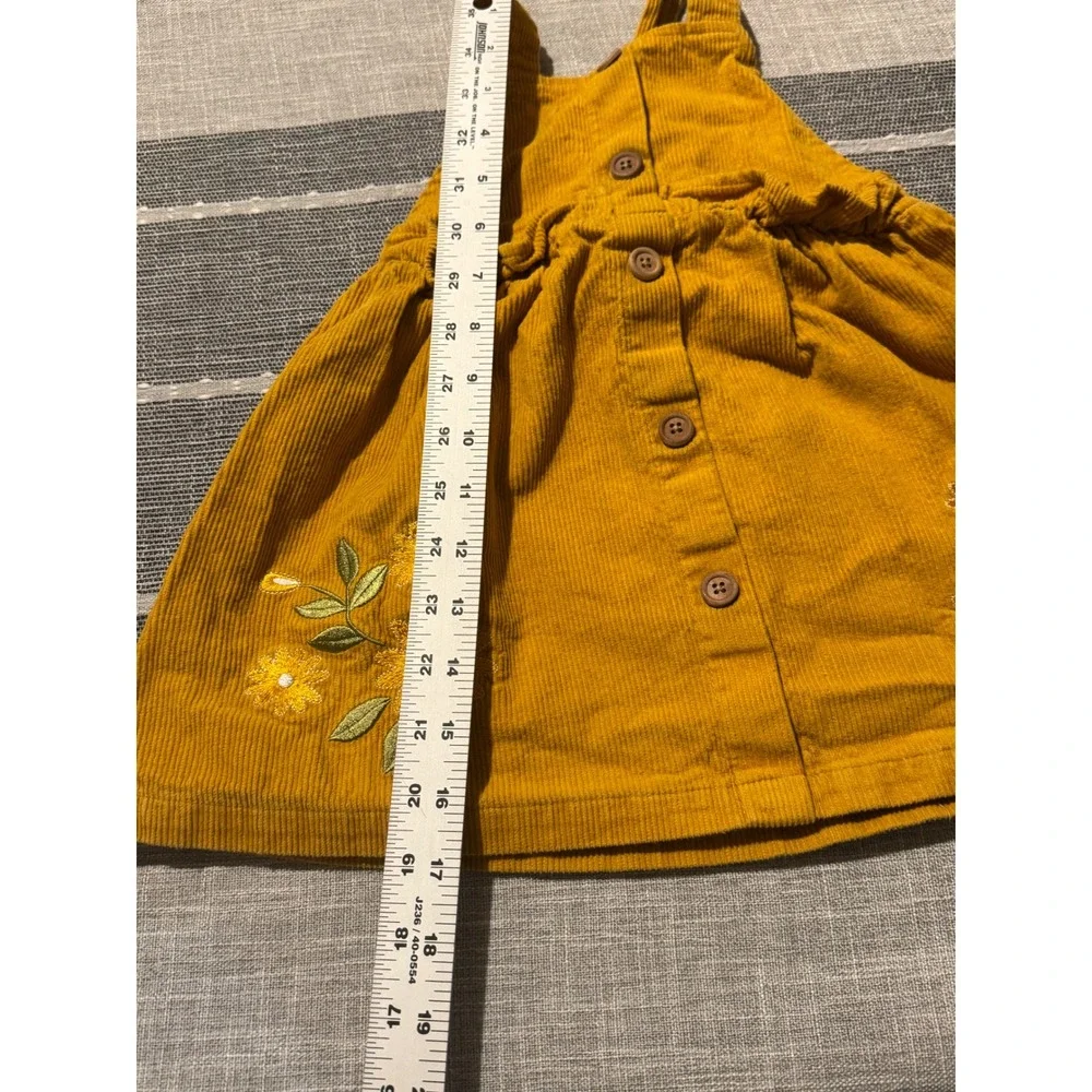 Blueberry Boulevard Girls Mustard Corduroy Embroidered‎ Pinafore Dress Size 3t